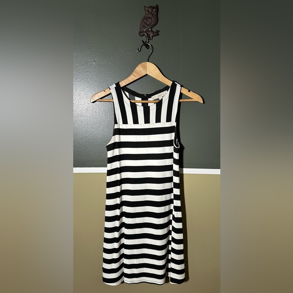 LOFT Black and White Striped Dress